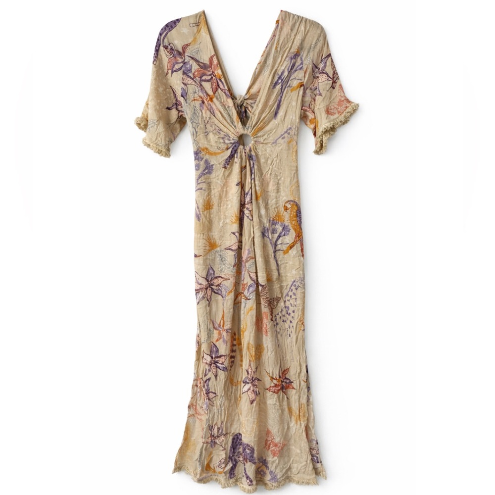 Z&L Europe Cream Floral Midi Dress - Picture 2 of 4
